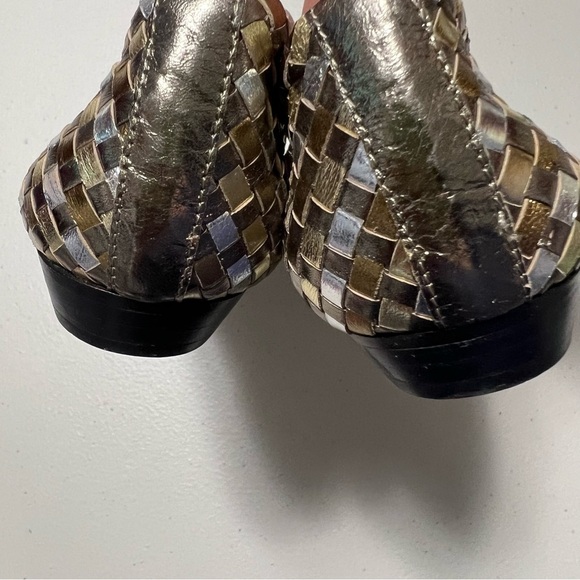 Sesto Meucci Metallic Woven Leather Slip On Italian Shoes - Picture 8 of 10
